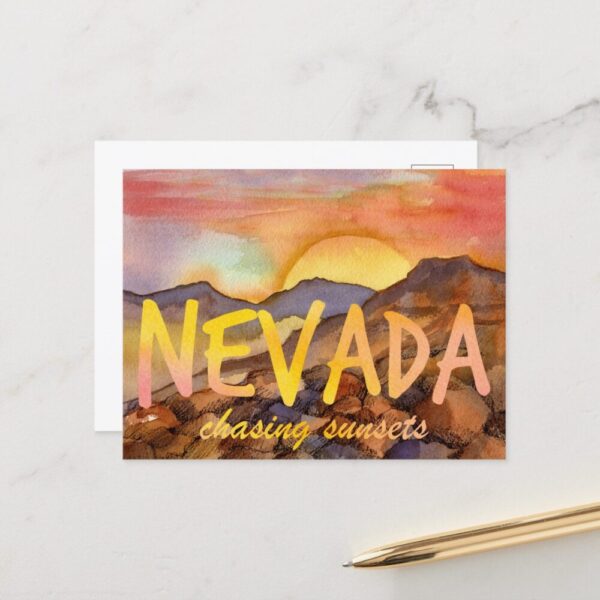 Nevada Postcards State Symbols Watercolor Desert Landscapes