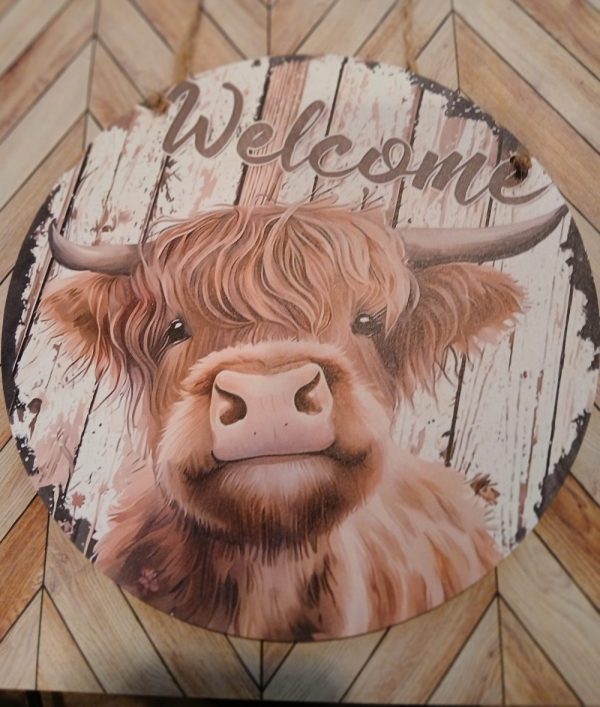 8″ Diameter Wood Welcome Sign