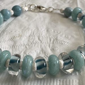 Caribbean Blue Artisan Glass Beaded Bracelet