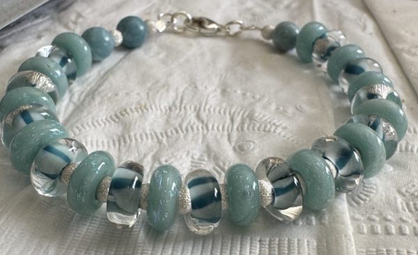 Caribbean Blue Artisan Glass Beaded Bracelet