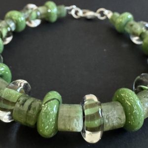 Green Artisan Glass Beaded Bracelet