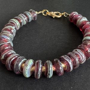 Burgundy Artisan Glass Beaded Bracelet