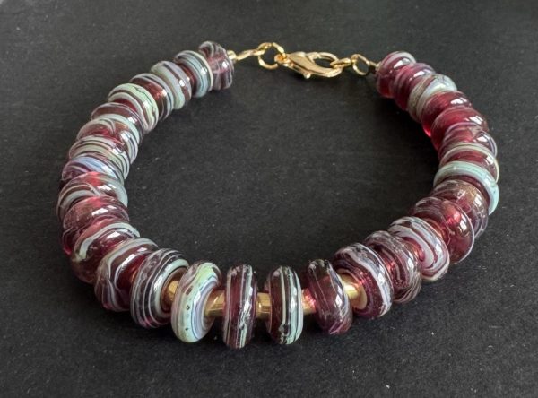 Burgundy Artisan Glass Beaded Bracelet
