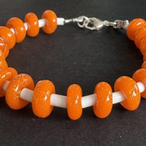 Orange Artisan Glass Beaded Bracelet