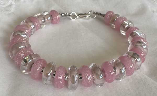 Pink Artisan Glass Beaded Bracelet