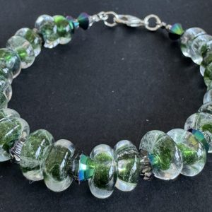Forest Green Artisan Glass Beaded Bracelet