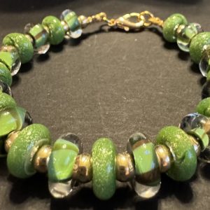 Green Artisan Glass Beaded Bracelet