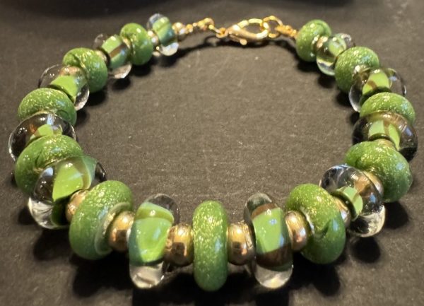 Green Artisan Glass Beaded Bracelet