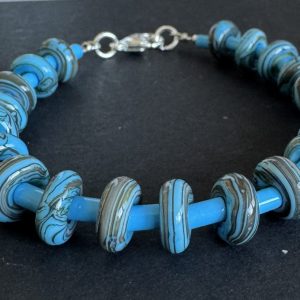 Blue Artisan Glass Beaded Bracelet