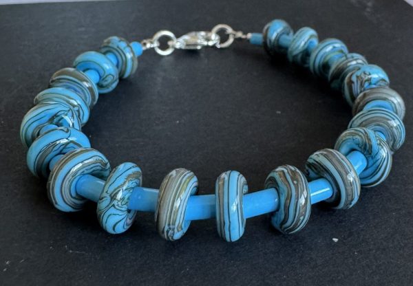 Blue Artisan Glass Beaded Bracelet