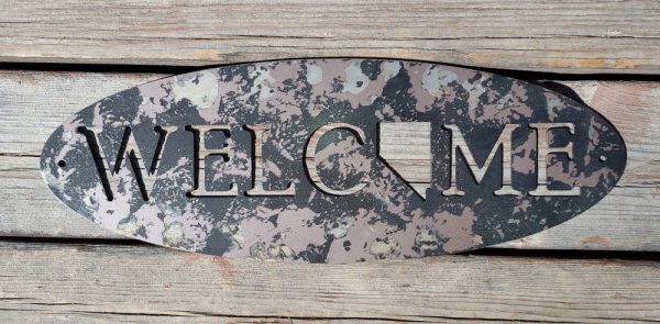 WELCOME NEVADA AGED METAL SIGN