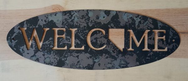 WELCOME NEVADA AGED METAL SIGN