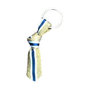 Beige with stripes mini necktie key chain