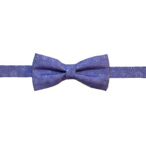 Blue bowtie with blue lined flowers