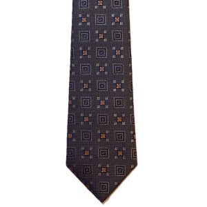 Brown necktie with large black/brown squares (narrow)