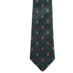 Green necktie with orange owls