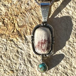 Red Buffalo and turquoise Pendant
