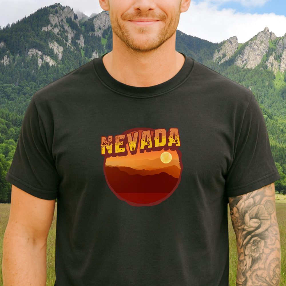 NEVADA TEXT OVER A RUSTIC HIGH DESERT SCENE
