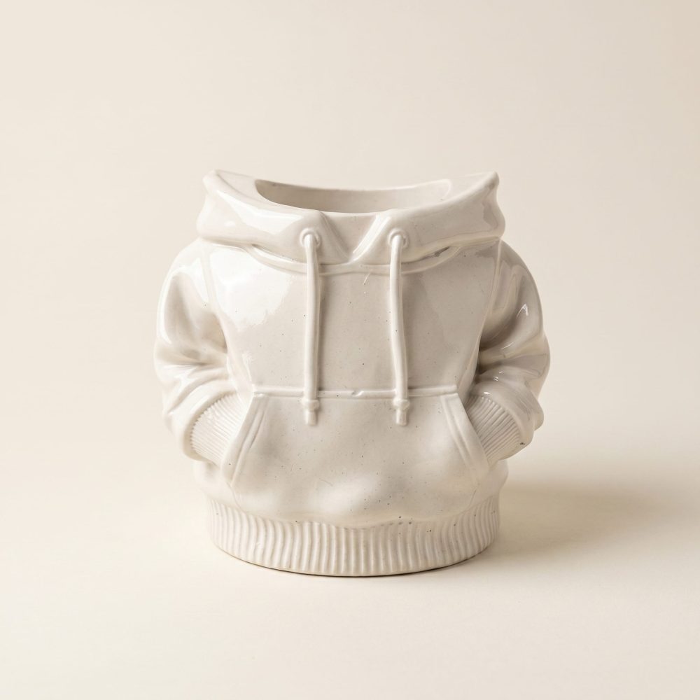 Hoodie Planter, Gypsum White 4″
