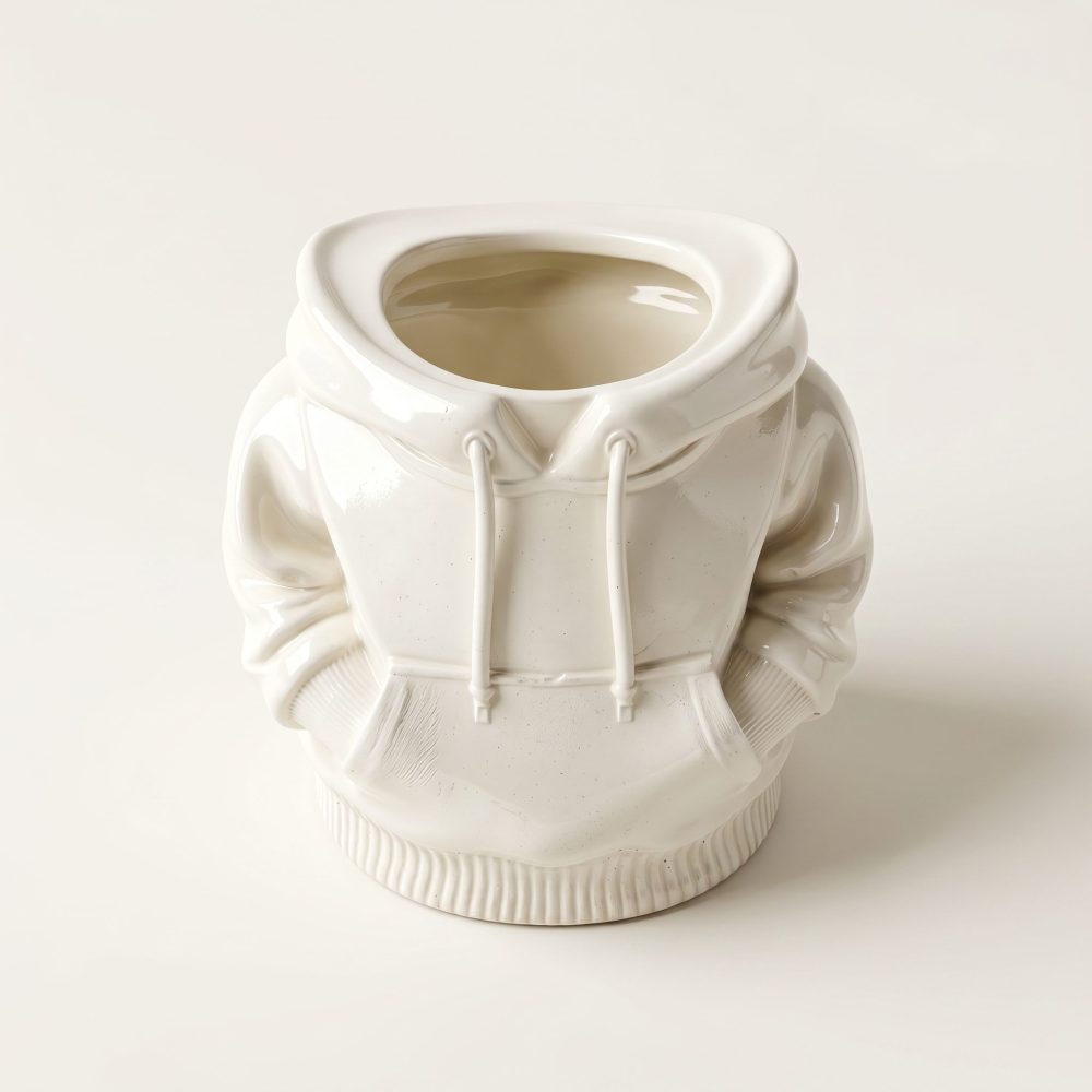 Hoodie Planter, Gypsum White 4″