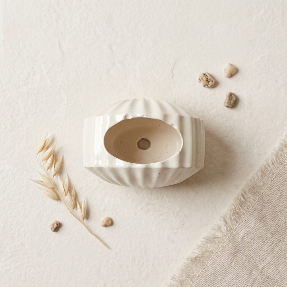Mini Clam Shell Planter, Gypsum White 3″