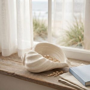 Nautilus Shell Bowl, Gypsum White 6.5″