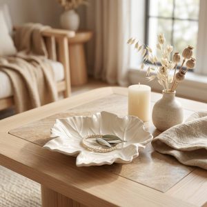Maple Leaf Tray, Gypsum White 6″