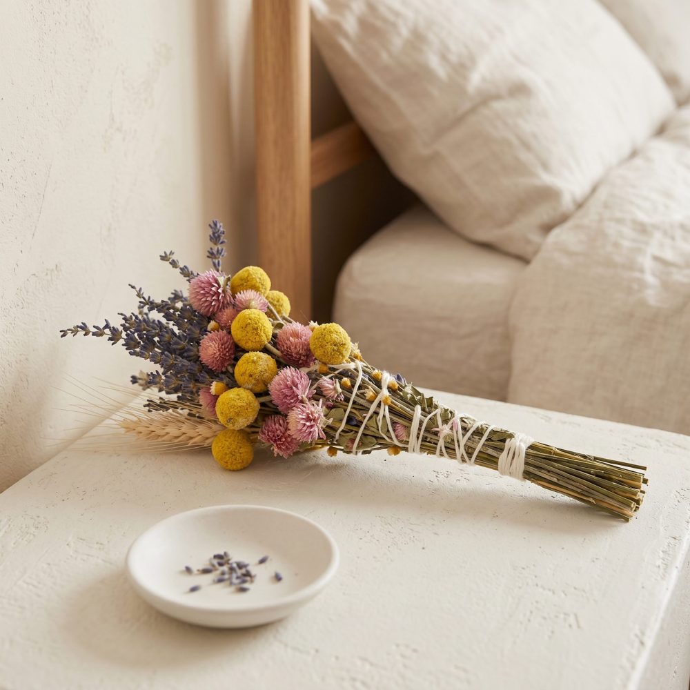 Lavender & Wheat Floral Wand Smudge Stick, 6″