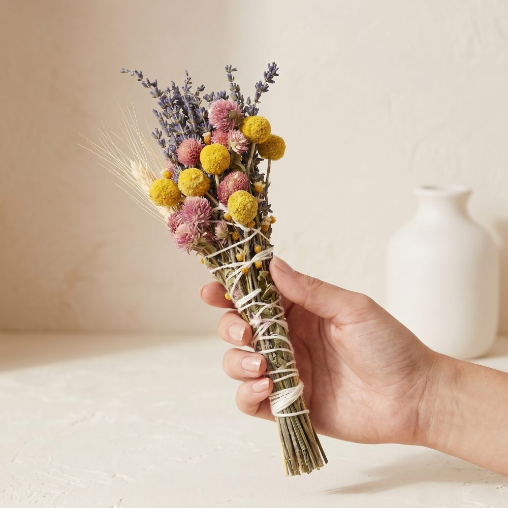 Lavender & Wheat Floral Wand Smudge Stick, 6″