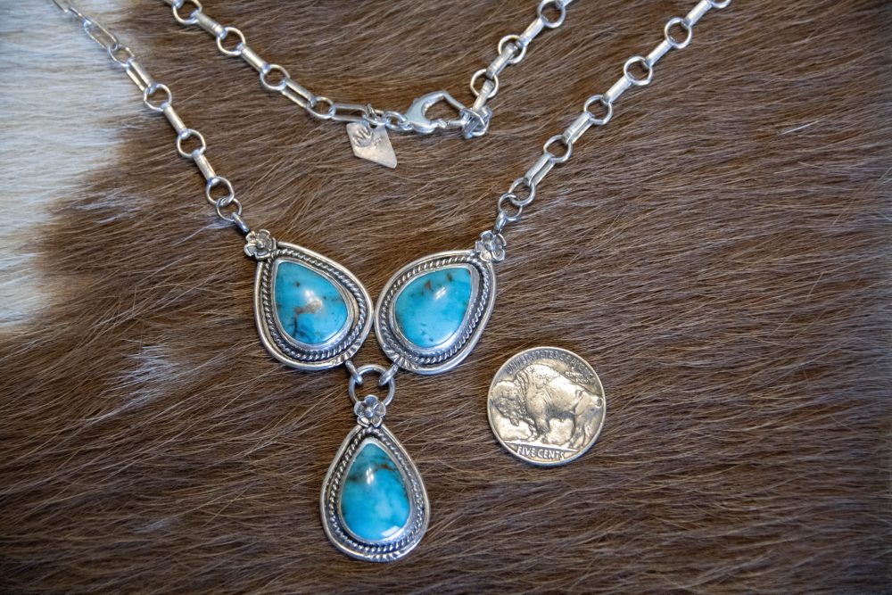 Turquoise 3 stone necklace