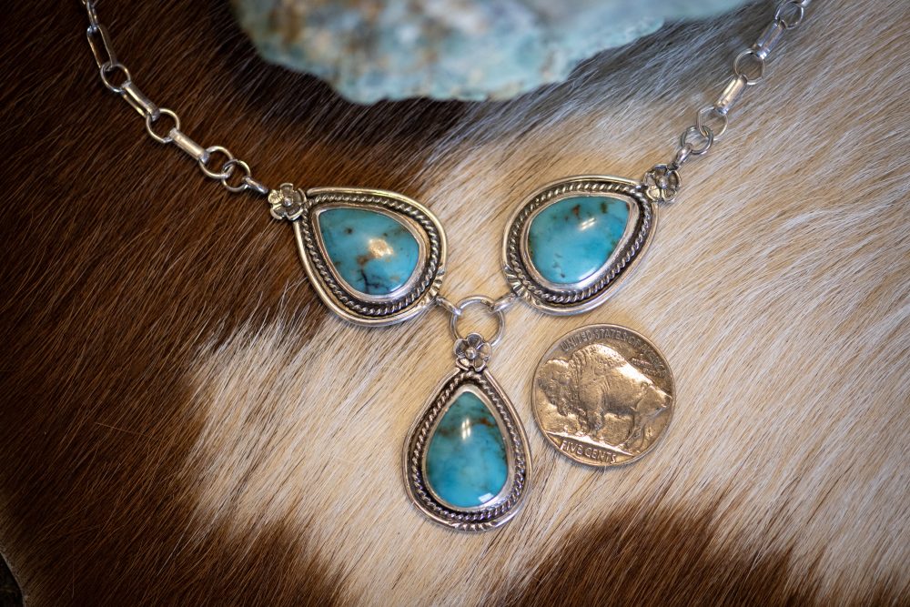 Turquoise 3 stone necklace