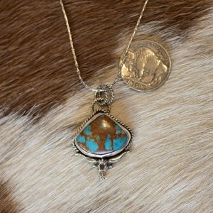 Turquoise steer head pendant