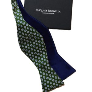 Green white flowers bowtie and blue
