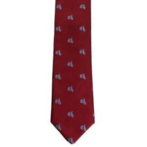 Burgundy necktie with light blue vespa