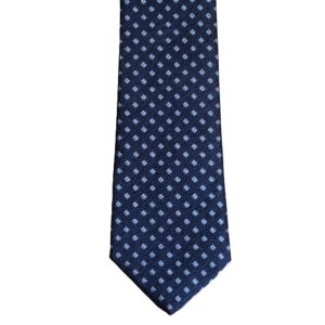 Blue necktie with light blue and white squares