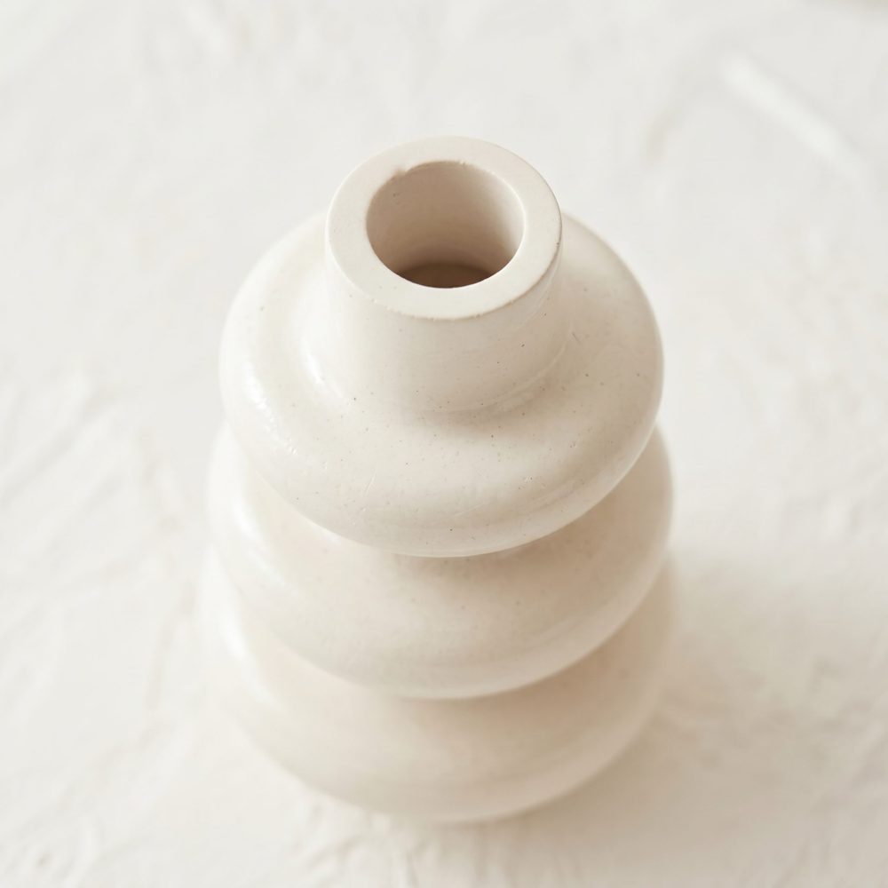 Stacked Bubble 3-Tier Vase, Gypsum White 5″