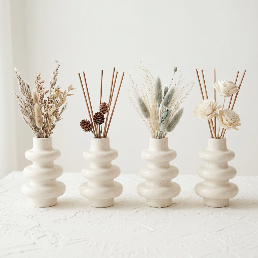 Stacked Bubble 3-Tier Vase, Gypsum White 5″