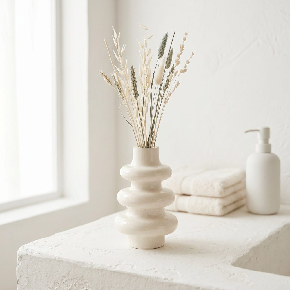 Stacked Bubble 3-Tier Vase, Gypsum White 5″