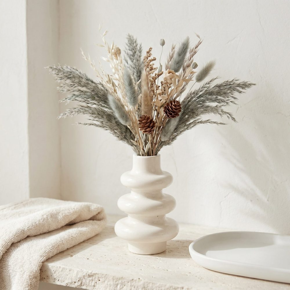 Stacked Bubble 3-Tier Vase, Gypsum White 5″