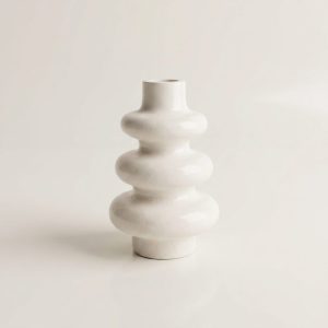 Stacked Bubble 3-Tier Vase, Gypsum White 5″