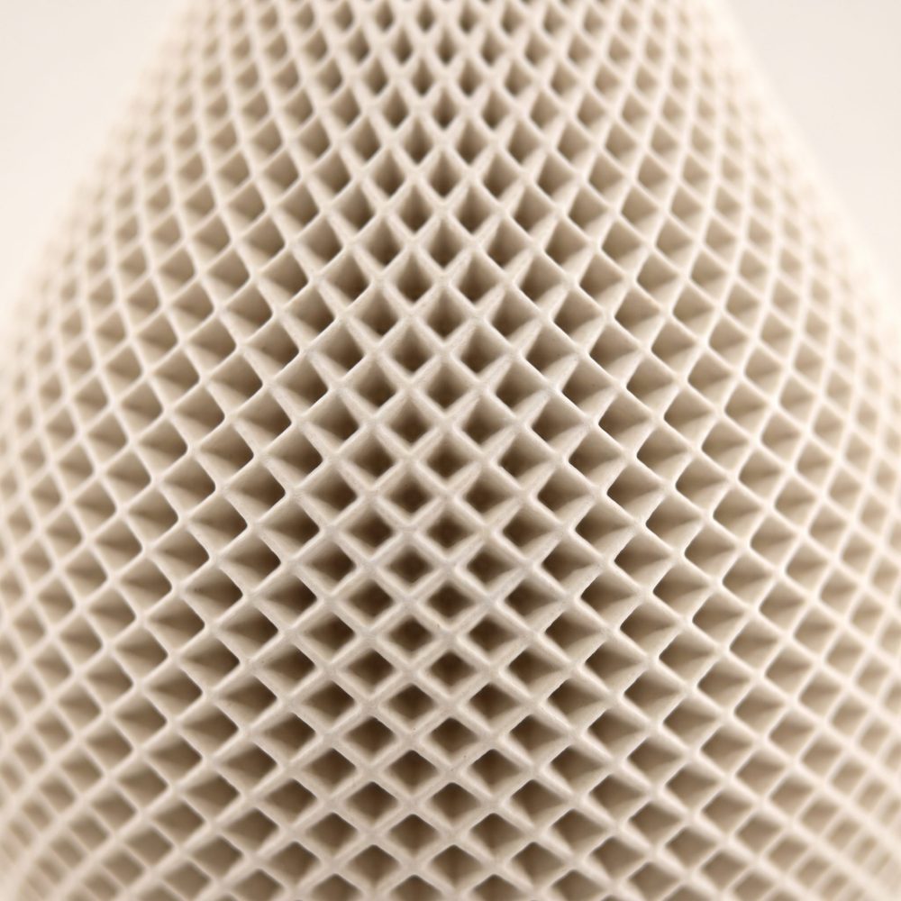 Teardrop Honeycomb Vase, Gypsum White 5″