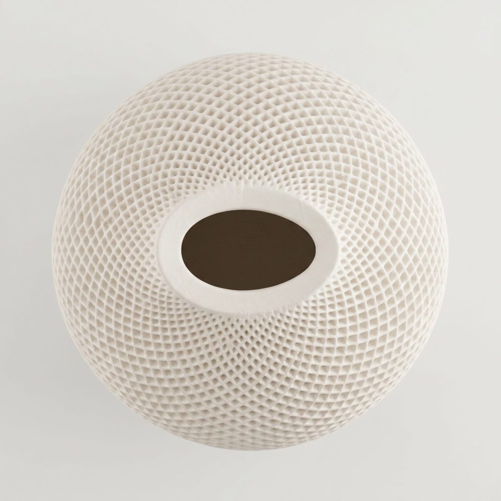 Teardrop Honeycomb Vase, Gypsum White 5″