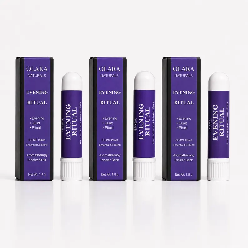 Evening Ritual Aromatherapy Inhaler Set – Lavender Floral Woody Blend, 3 Pack