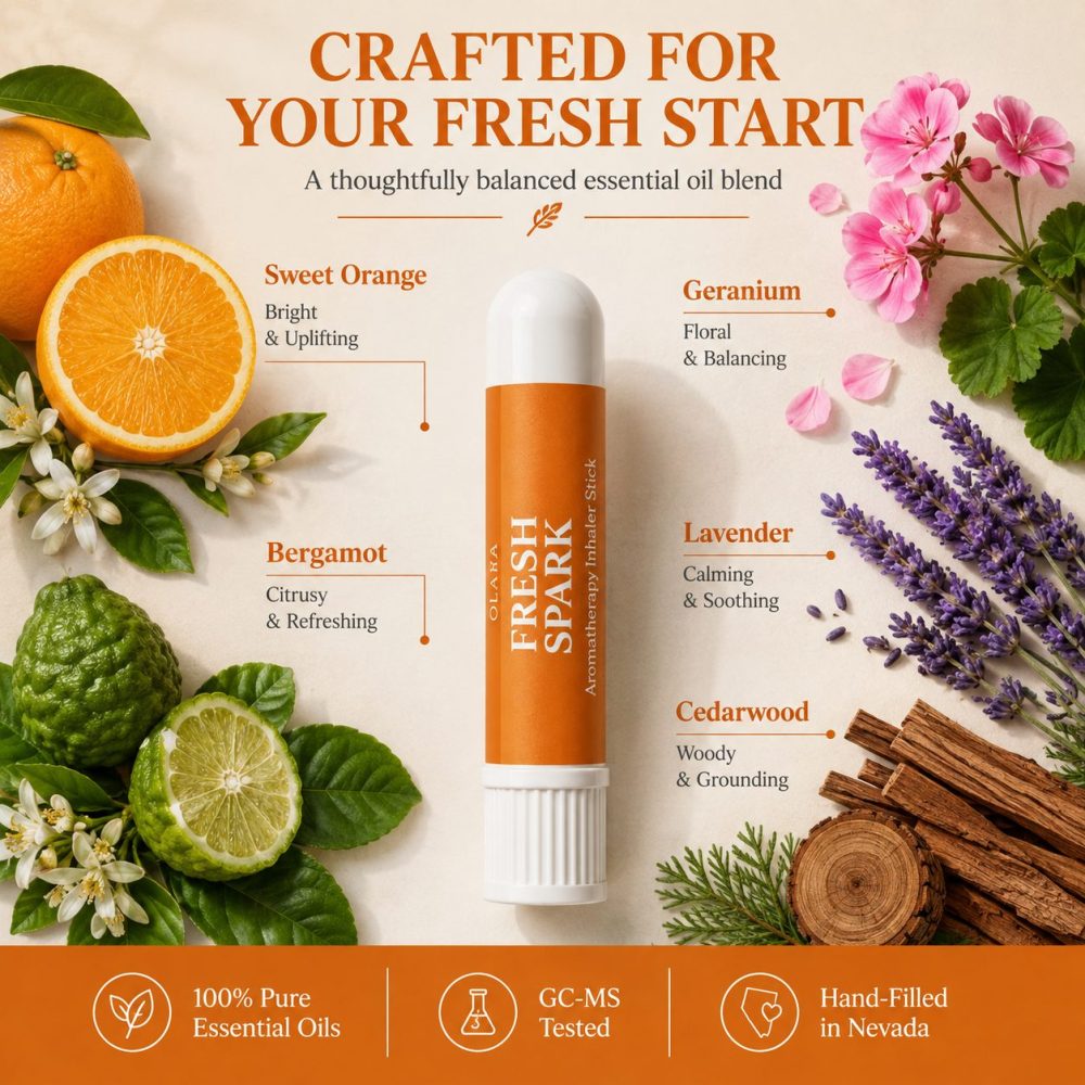Fresh Spark Aromatherapy Inhaler Set – Bright Citrus Floral Blend, 3 Pack