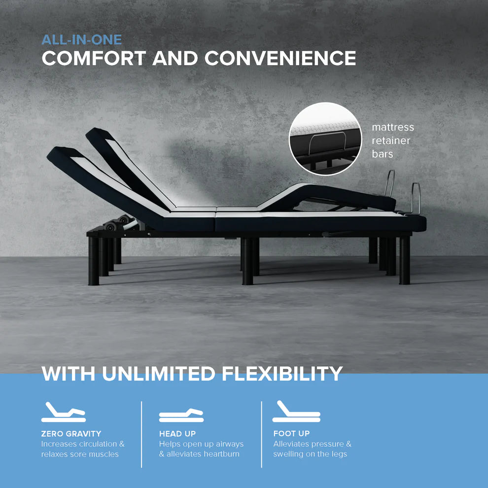 The Plug Package Elite: Mattress, Adjustable Base All In One W/ Massage, LED Lights, And USB