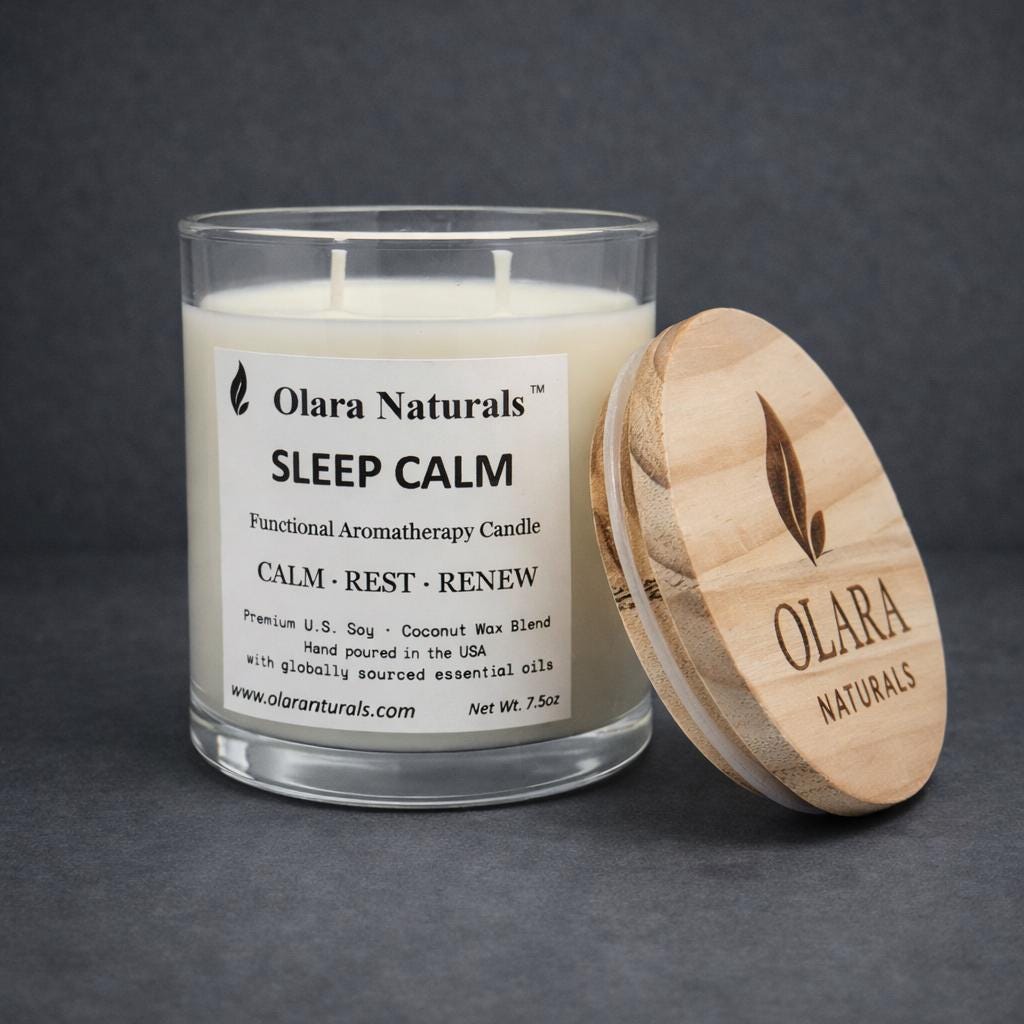 Sleep Calm Essential Oil Candle, Lavender Cedarwood Patchouli, Soy Coconut Wax