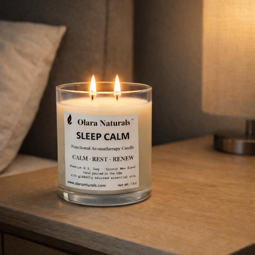 Sleep Calm Essential Oil Candle, Lavender Cedarwood Patchouli, Soy Coconut Wax