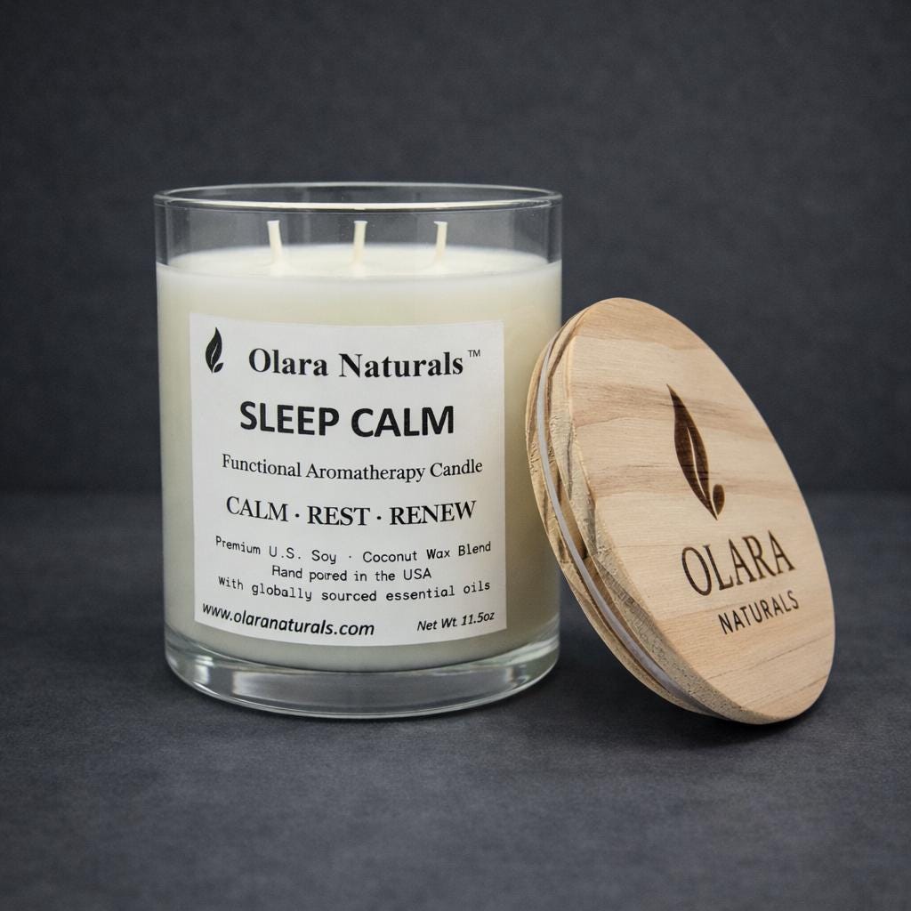 Sleep Calm Essential Oil Candle, Lavender Cedarwood Patchouli, Soy Coconut Wax