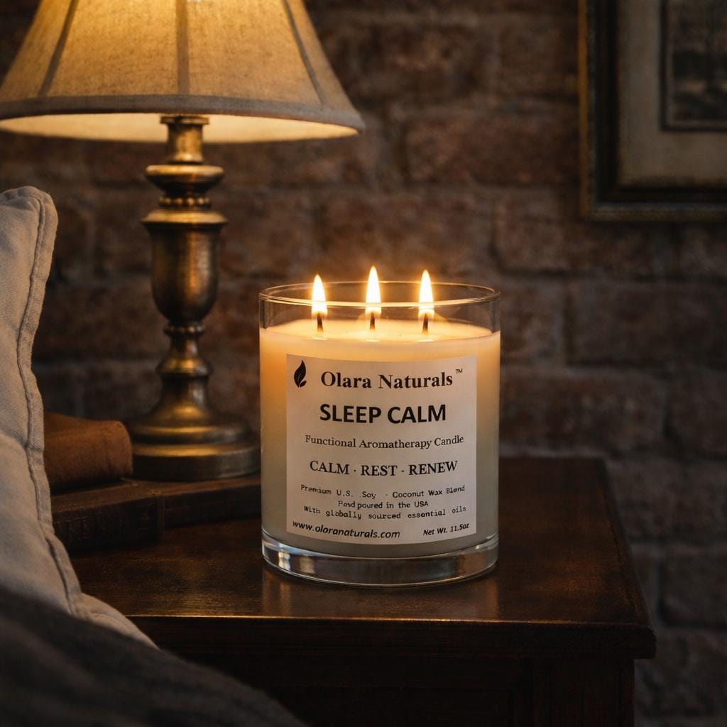 Sleep Calm Essential Oil Candle, Lavender Cedarwood Patchouli, Soy Coconut Wax