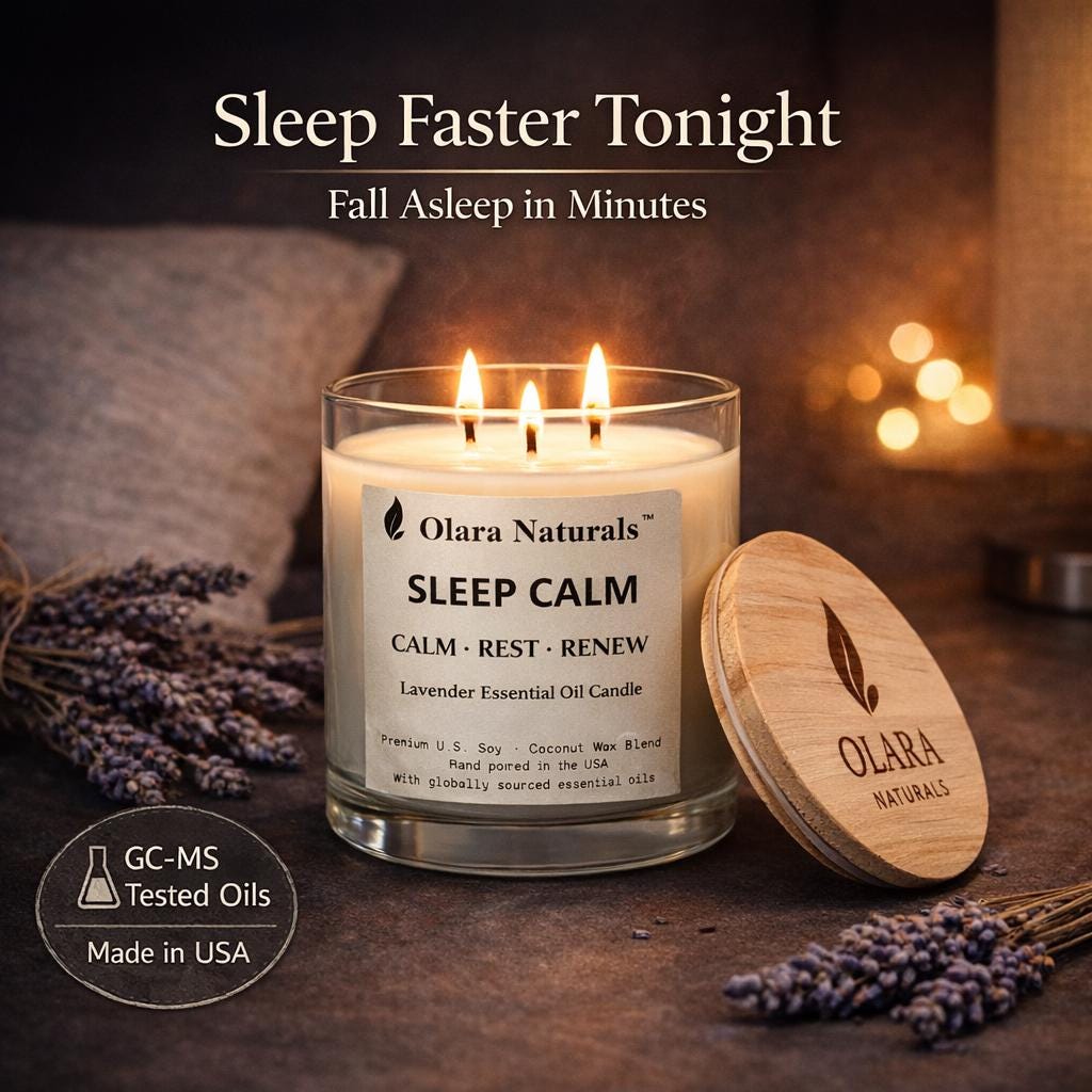 Sleep Calm Essential Oil Candle, Lavender Cedarwood Patchouli, Soy Coconut Wax